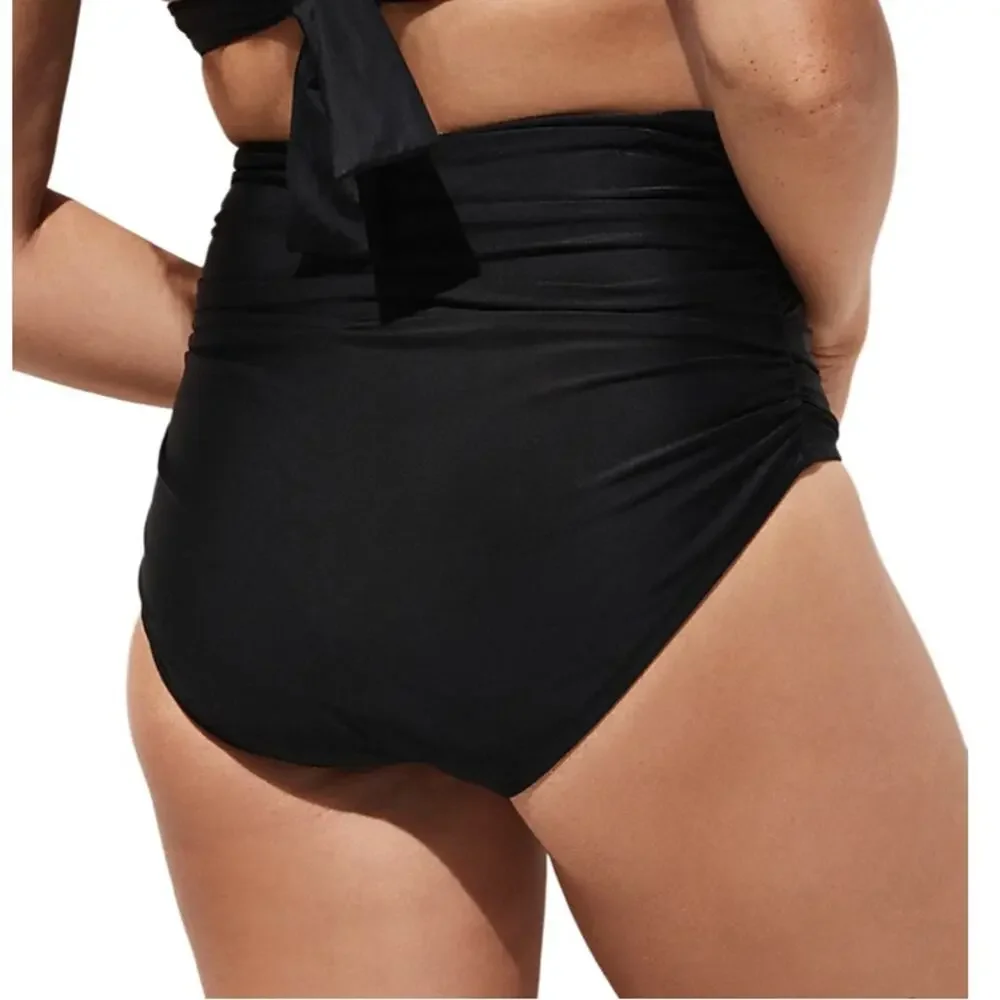 J.Crew Ruched high-rise full-coverage bikini bottom Green Size 3X NWT